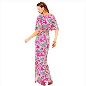 Lilly Pulitzer Minka Maxi Skirt Set - Pink and Green Floral Dress